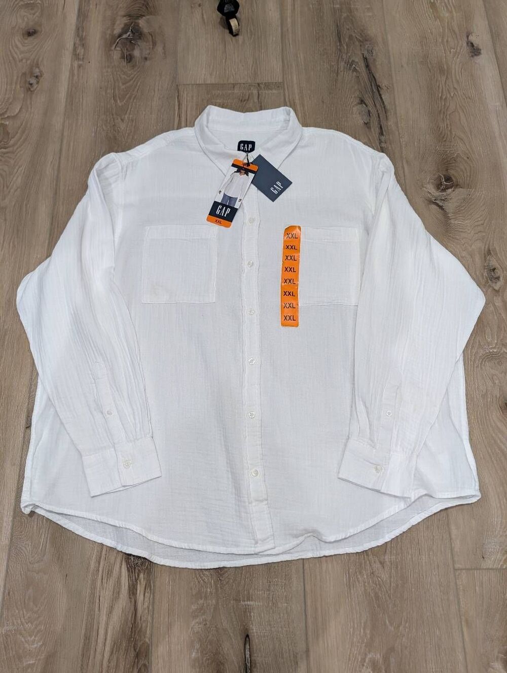 GAP Crinkle Gauze Cotton White Button Down Long Sleeve XXL BNWT Coastal Relaxed